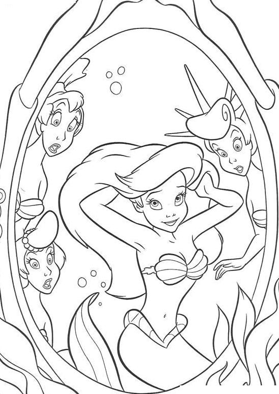 coloriage Arielle la petite sirene se fait belle